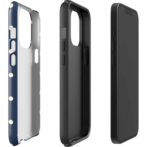 Blue and Cream Polka Dots iPhone 14 Pro Impact Case