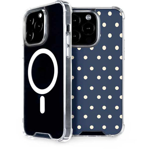 Blue and Cream Polka Dots iPhone 14 Pro MagSafe Case