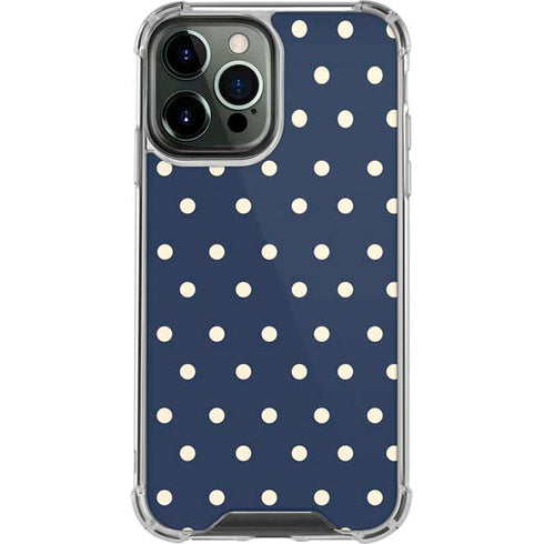 Blue and Cream Polka Dots iPhone 14 Pro Max Clear Case