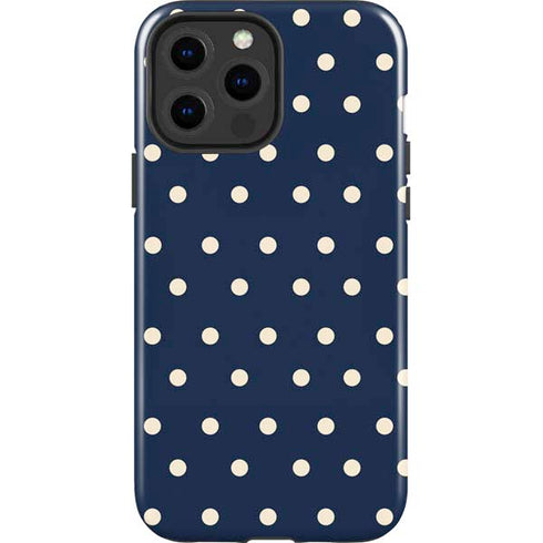 Blue and Cream Polka Dots iPhone 15 Pro Max Impact Case