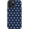 Blue and Cream Polka Dots iPhone 14 Pro Max Impact Case