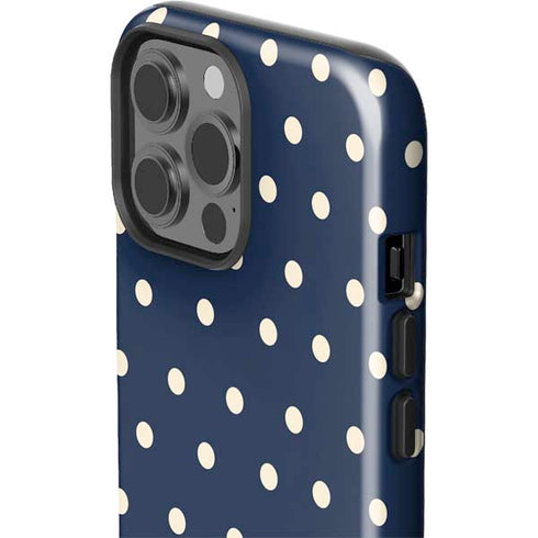 Blue and Cream Polka Dots iPhone 15 Pro Max Impact Case