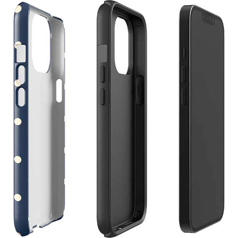Blue and Cream Polka Dots iPhone 14 Pro Max Impact Case