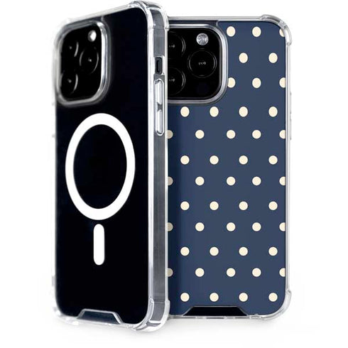 Blue and Cream Polka Dots iPhone 14 Pro Max MagSafe Case