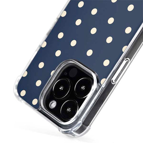 Blue and Cream Polka Dots iPhone 14 Pro Max MagSafe Case