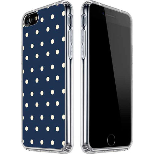 Blue and Cream Polka Dots iPhone SE (2nd & 3rd Gen) Clear Case