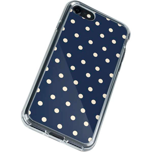 Blue and Cream Polka Dots iPhone SE (2nd & 3rd Gen) Clear Case
