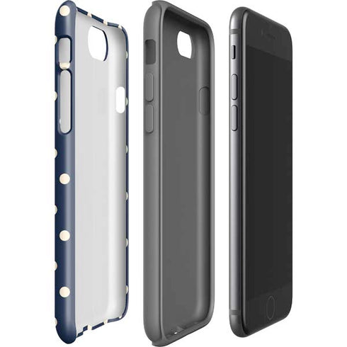 Blue and Cream Polka Dots iPhone SE (2nd & 3rd Gen) Pro Case