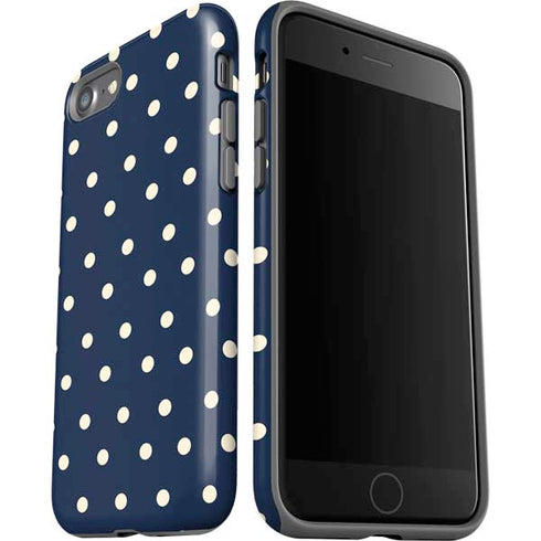 Blue and Cream Polka Dots iPhone SE (2nd & 3rd Gen) Pro Case