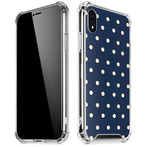 Blue and Cream Polka Dots iPhone XR Clear Case