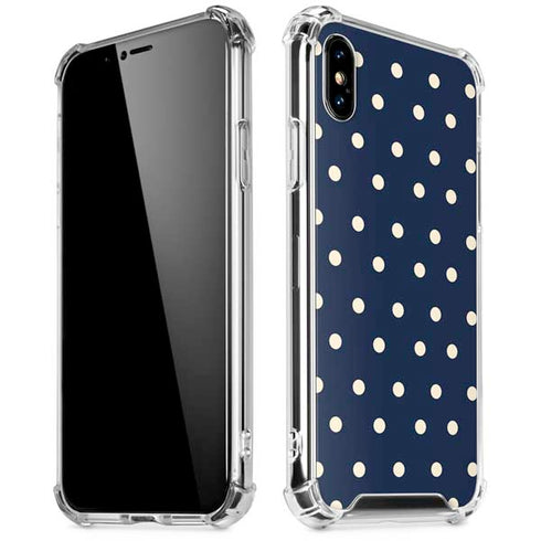 Blue and Cream Polka Dots iPhone XS Max Clear Case