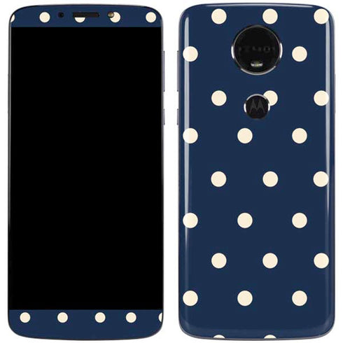 Blue and Cream Polka Dots Moto E5 Plus Skin