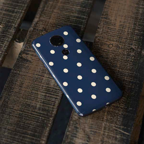 Blue and Cream Polka Dots Moto E5 Plus Skin