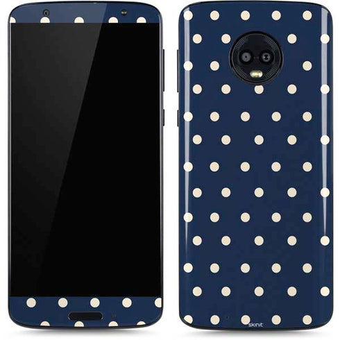 Blue and Cream Polka Dots Moto G6 Skin