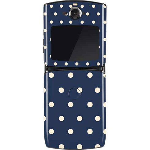 Blue and Cream Polka Dots Motorola RAZR Skin