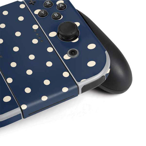 Blue and Cream Polka Dots Nintendo Switch OLED (2021) Skin
