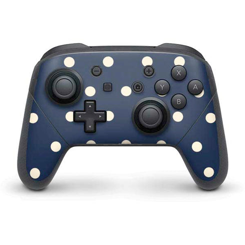 Blue and Cream Polka Dots Nintendo Switch Pro Controller Skin