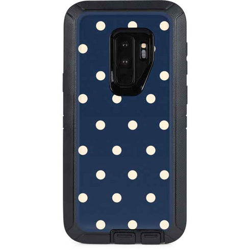 Blue and Cream Polka Dots Otterbox Defender Galaxy Skin