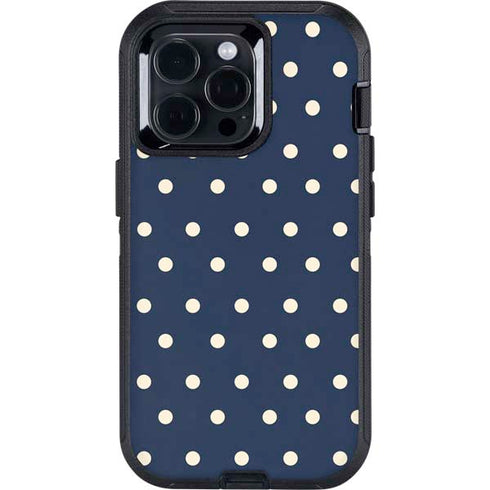 Blue and Cream Polka Dots Otterbox Defender iPhone Skin
