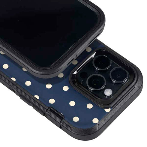 Blue and Cream Polka Dots Otterbox Defender iPhone Skin