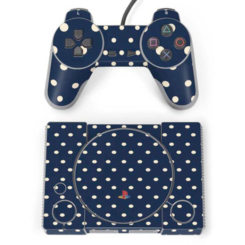 Blue and Cream Polka Dots PlayStation Classic Bundle Skin
