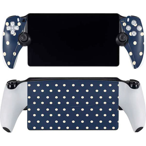 Blue and Cream Polka Dots PlayStation Portal Remote Player Skin