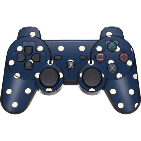 Blue and Cream Polka Dots PS3 Dual Shock wireless controller Skin