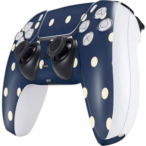 Blue and Cream Polka Dots PS5 Controller Skin