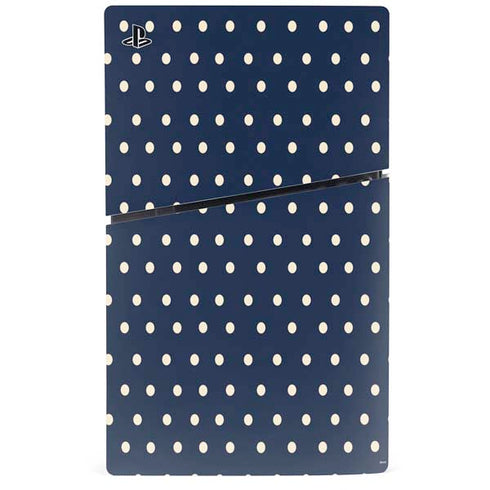 Blue and Cream Polka Dots PS5 Slim Disk Console Skin
