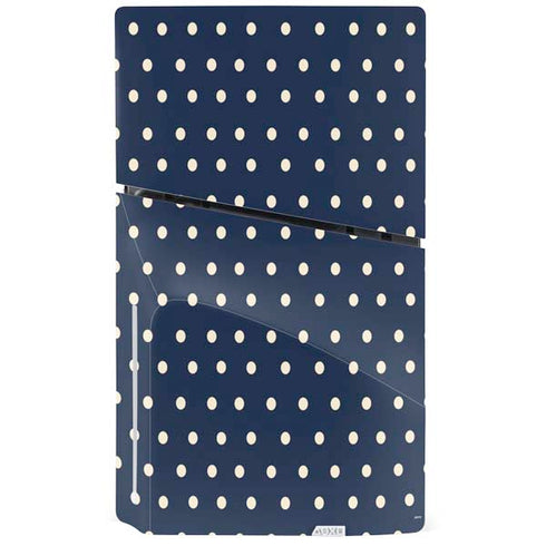 Blue and Cream Polka Dots PS5 Slim Disk Console Skin