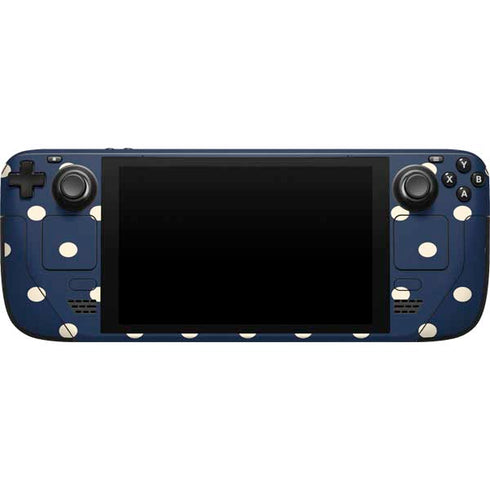 Blue and Cream Polka Dots Steam Deck Handheld Gaming Computer Skin