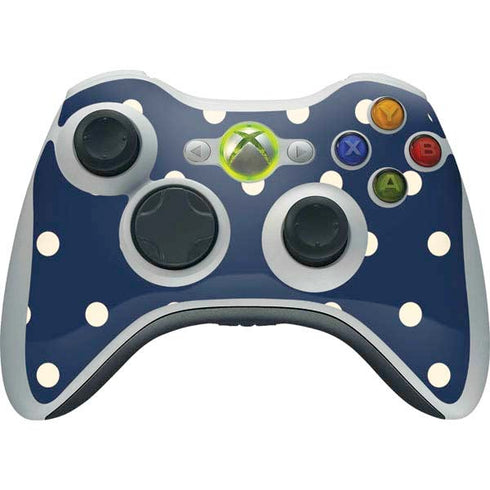 Blue and Cream Polka Dots Xbox 360 Wireless Controller Skin