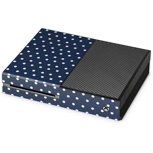 Blue and Cream Polka Dots Xbox One Console Skin