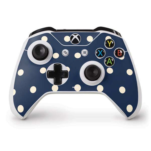 Blue and Cream Polka Dots Xbox One S Controller Skin