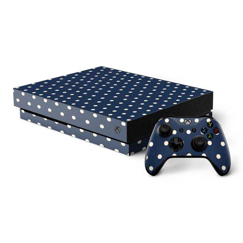Blue and Cream Polka Dots Xbox One X Bundle Skin