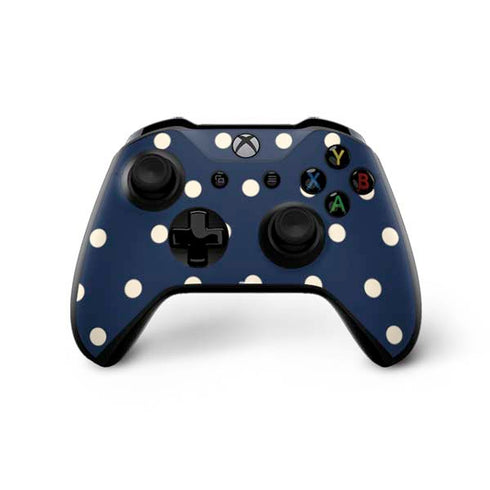 Blue and Cream Polka Dots Xbox One X Bundle Skin