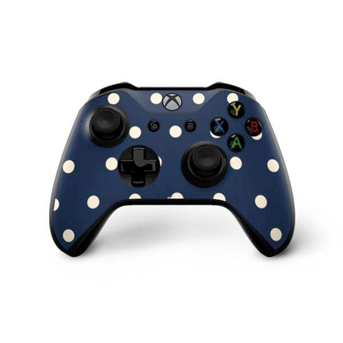 Blue and Cream Polka Dots Xbox One X Controller Skin