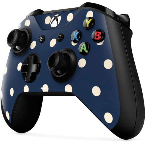 Blue and Cream Polka Dots Xbox One X Controller Skin
