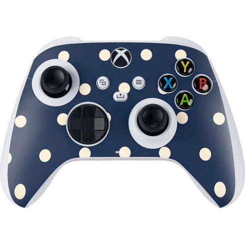Blue and Cream Polka Dots Xbox Series S Controller Skin