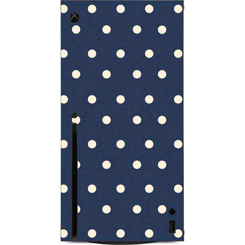 Blue and Cream Polka Dots Xbox Series X Console Skin