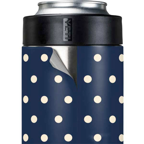 Blue and Cream Polka Dots Yeti Colster Can Insulator Skin