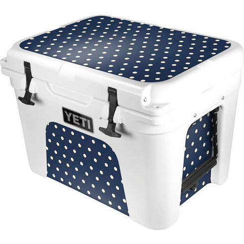 Blue and Cream Polka Dots YETI Tundra 35 Hard Cooler Skin