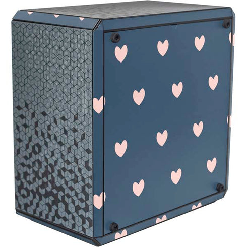 Blue and Pink Hearts Cooler Master MasterBox Q300L Mini Tower Skin