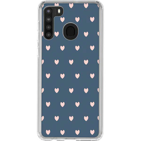 Blue and Pink Hearts Galaxy A21 Clear Case
