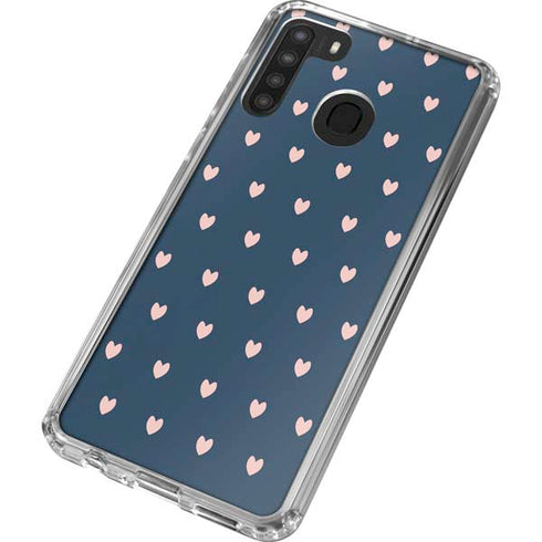 Blue and Pink Hearts Galaxy A21 Clear Case