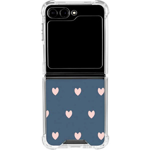 Blue and Pink Hearts Galaxy Z Flip5 5G Clear Case