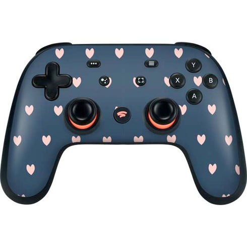 Blue and Pink Hearts Google Stadia Controller Skin
