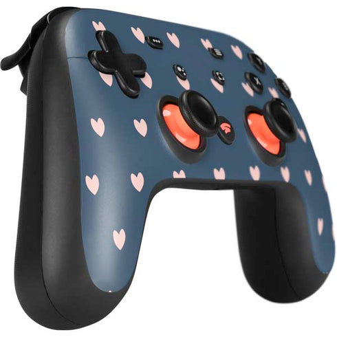 Blue and Pink Hearts Google Stadia Controller Skin