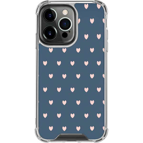 Blue and Pink Hearts iPhone 13 Pro Clear Case