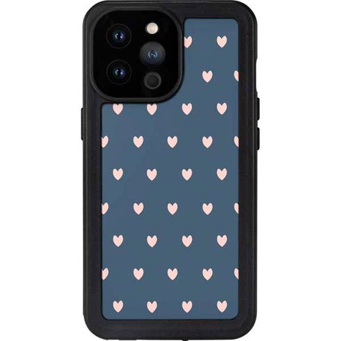 Blue and Pink Hearts iPhone 14 Pro Max Waterproof Case
